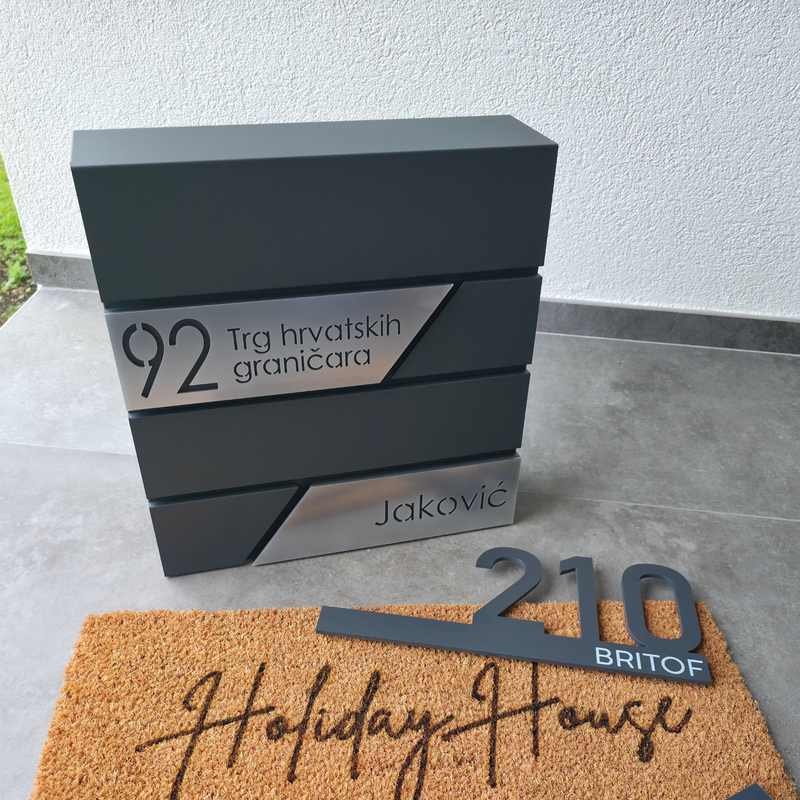 Set Hausnummer + Fußmatte + Briefkasten